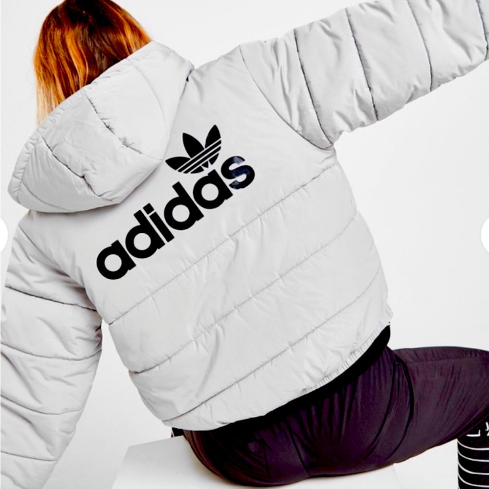 Adidas originals light gray semi cropped oversized Zip up